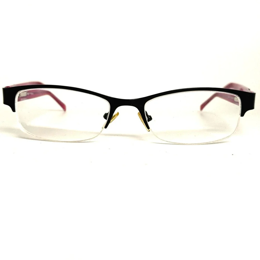 Bongo B Fresh BLK Eyeglasses Black Pink Semi Rimless Rectangular Frame 50-17-135